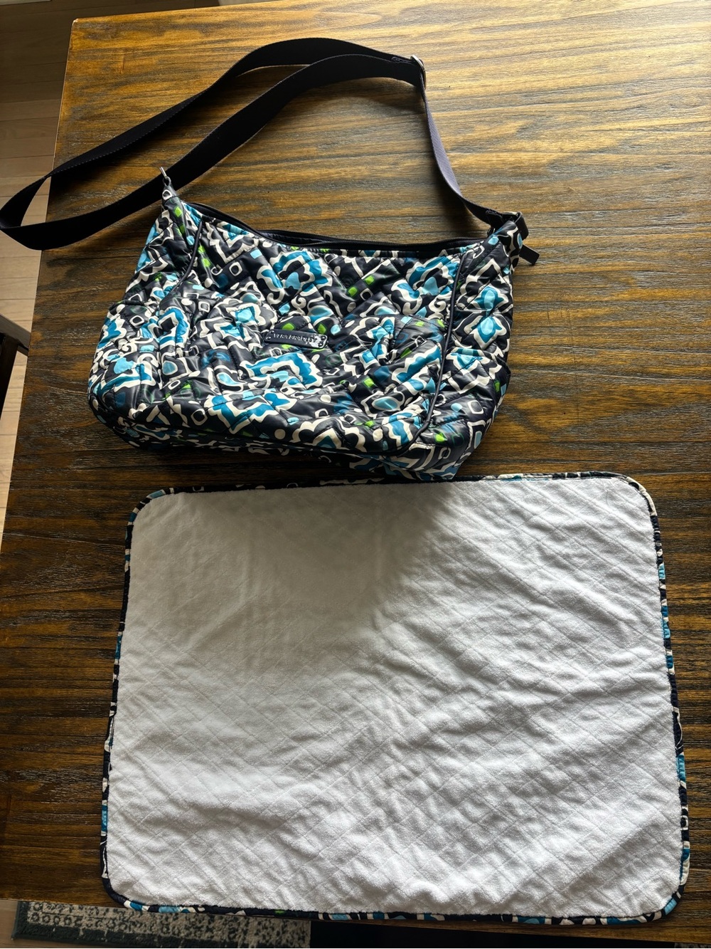 Vera Bradley Black and Teal Quilted Crossbody Bag
